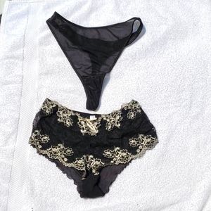 Two black panty set 1 thong and 1 with lace details